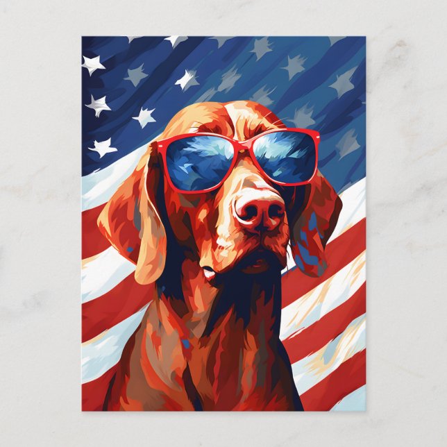 Vizsla 4th of July Independence day Postcard (Front)