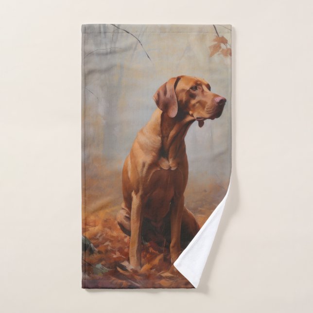 Vizsla à l'automne Feuilles automne Inspire (Serviette à main)
