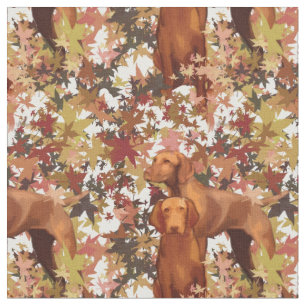 Vizsla and Autumn leaves fabric