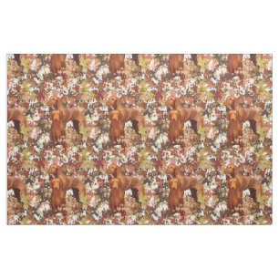 Vizsla and Autumn Leaves Fabric
