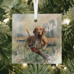 Vizsla , Art Glass Ornament