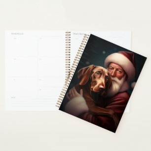 Vizsla avec le Père Noël Festif de Noël