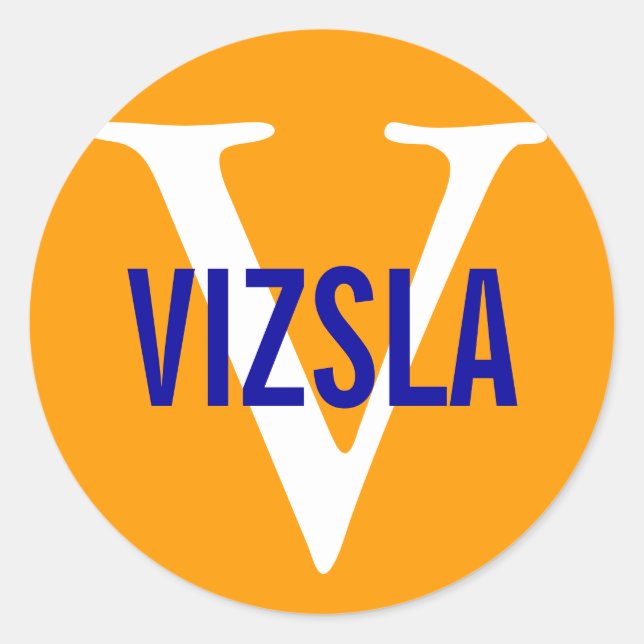 Vizsla Breed Monogram Design Classic Round Sticker (Front)