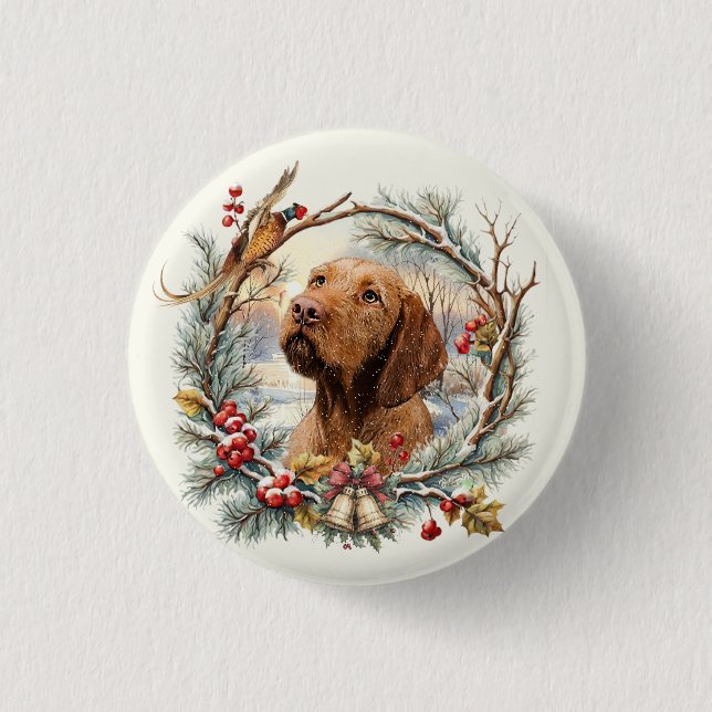 Vizsla Christmas  1 Inch Round Button (Front)