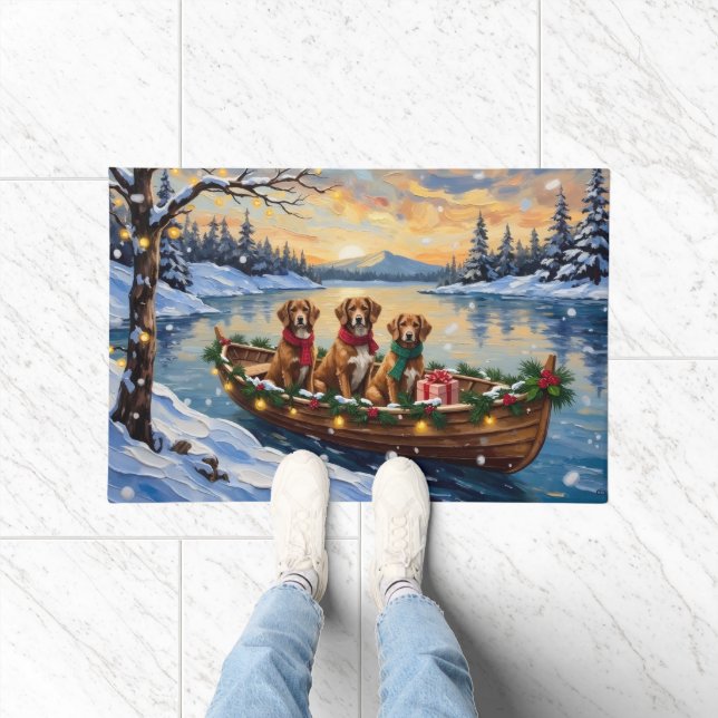 Vizsla Christmas Boat Holiday Doormat (Indoor)