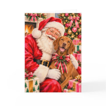 Vizsla Christmas Card - Santa