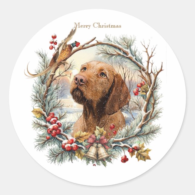 Vizsla Christmas  Classic Round Sticker (Front)