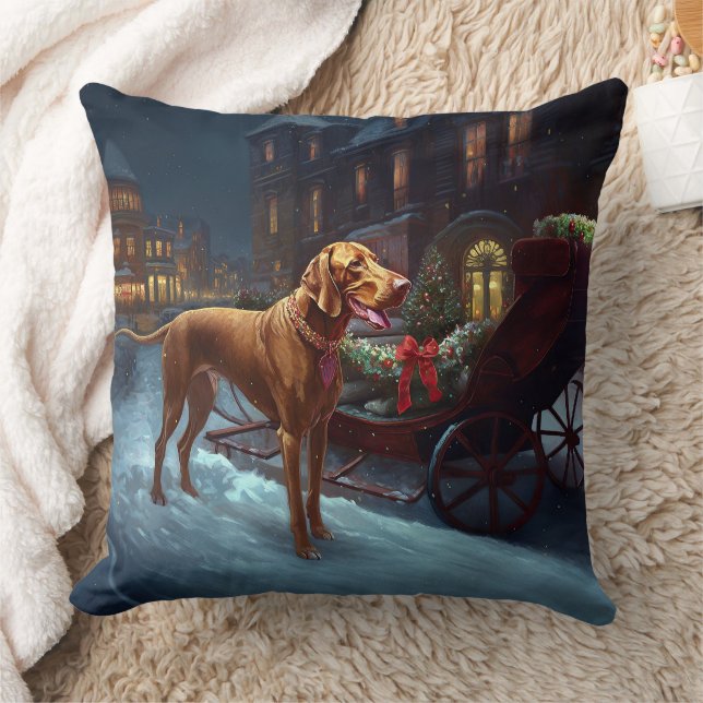 Vizsla Christmas Festive Season  Throw Pillow (Blanket)