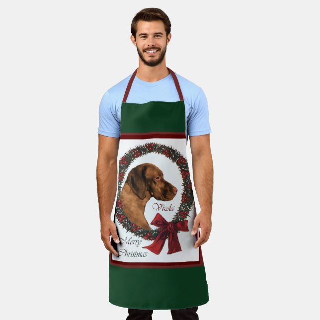 Vizsla Christmas Gifts Apron (Worn)