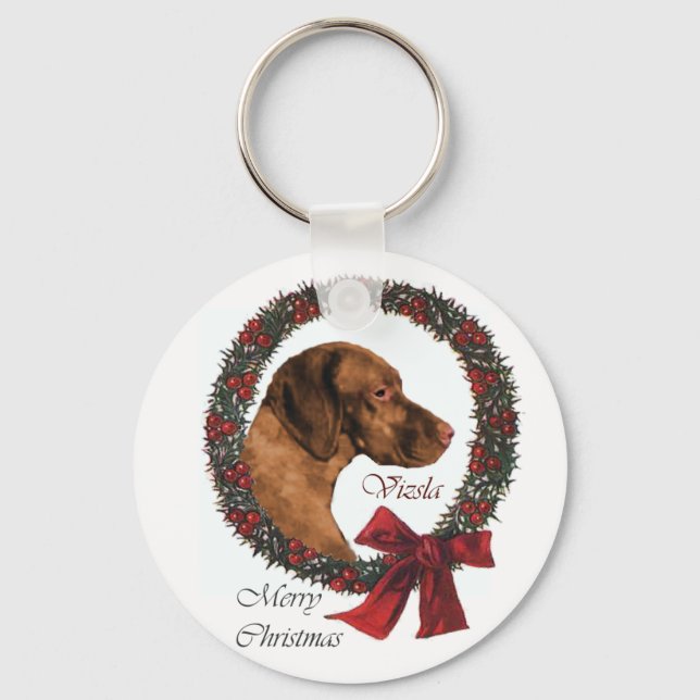 Vizsla Christmas Gifts Keychain (Front)