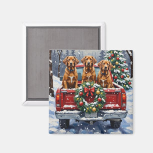 Vizsla Christmas Red Truck Holiday Magnet
