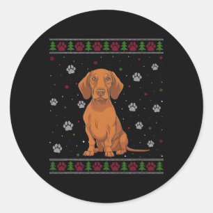 Vizsla Christmas Sweater Xmas Pet Animal Dog Lover Classic Round Sticker