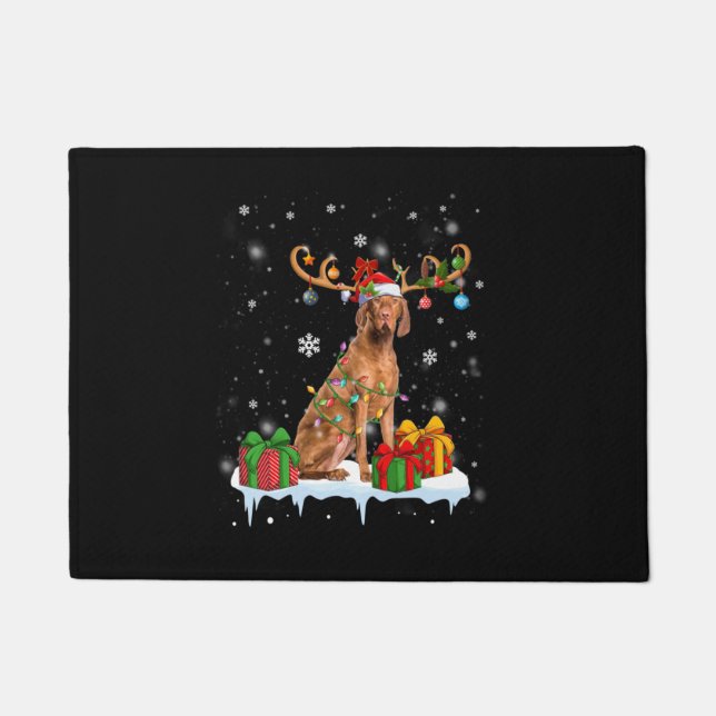 Vizsla Christmas Tree Light Pajama Dog Lover Xmas Doormat (Front)
