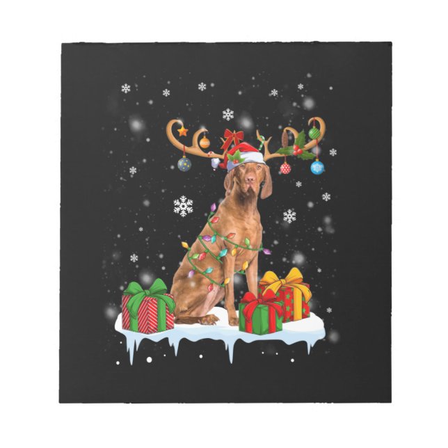 Vizsla Christmas Tree Light Pajama Dog Lover Xmas Notepad (Front)