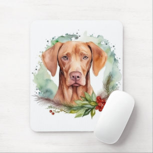 Vizsla Christmas Wreath Festive Pup  Mouse Pad