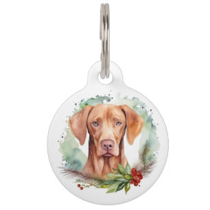 Vizsla Christmas Wreath Festive Pup Pet Tag
