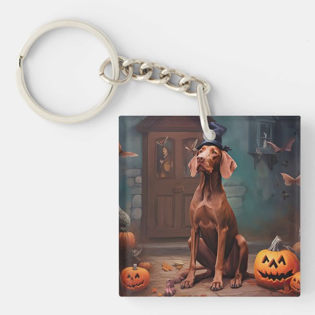 Vizsla Citrouille Halloween effroi (Devant)