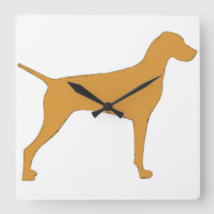 vizsla colour silhouette square wall clock