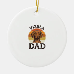 Vizsla Dad Vintage Engraving Dog Design_1 Ceramic Ornament