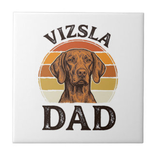 Vizsla Dad Vintage Engraving Dog Design_1 Tile