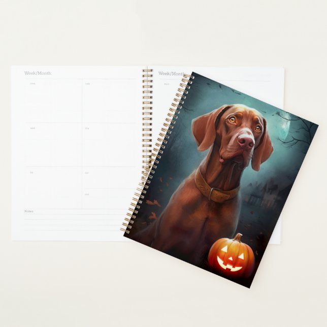 Vizsla d'Halloween avec la peur Citrouille (Devant avec enveloppe)