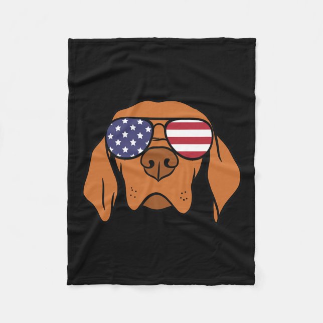 Vizsla Dog 4th Of July  Fleece Blanket (Front)