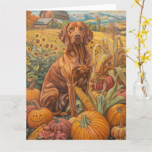 Vizsla Dog Autumn Harvest Thanksgiving Card
