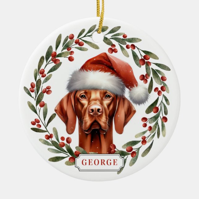 Vizsla Dog Ceramic Circle Ornament (Front)