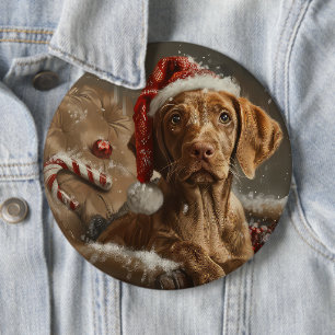 Vizsla Dog Christmas Festive 6 Inch Round Button