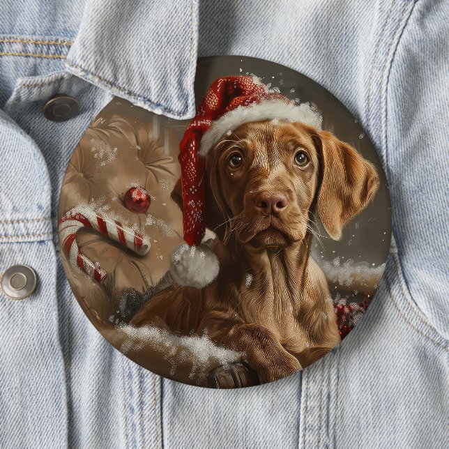Vizsla Dog Christmas Festive  6 Inch Round Button (In Situ)