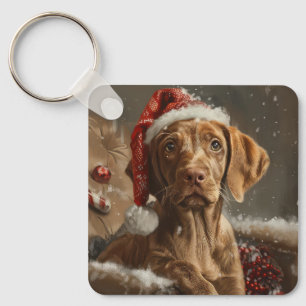Vizsla Dog Christmas Festive Keychain