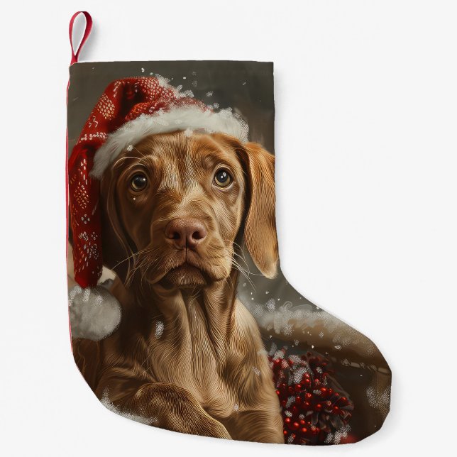 Vizsla Dog Christmas Festive  Small Christmas Stocking (Front)
