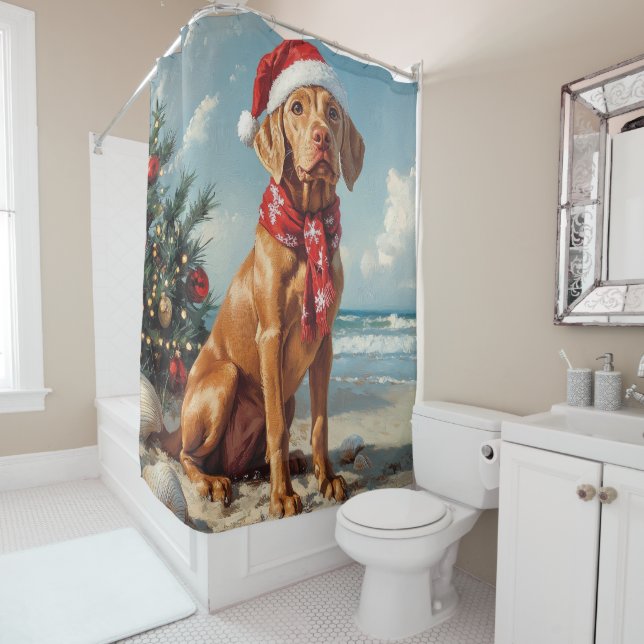 Vizsla Dog Christmas Vintage Beach (In Situ)