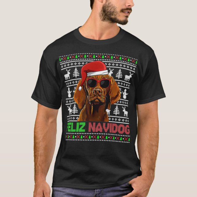 Vizsla Dog Feliz Navidog Funny Christmas Pullover  (Front)