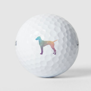 Vizsla Dog Geometric Pattern Silhouette Pastel Golf Balls