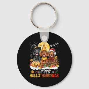 Vizsla Dog Halloween Christmas Happy Hallothanksma Keychain