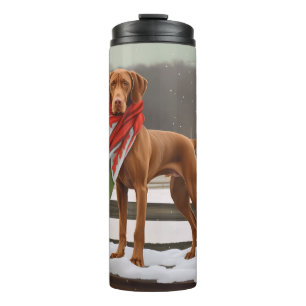 Vizsla Dog in Snow Christmas Thermal Tumbler