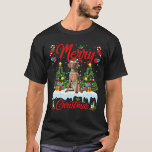 Vizsla Dog Lover Xmas Lighting Santa Hat Vizsla Ch T-Shirt