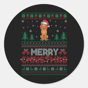 Vizsla Dog Lovers Santa Hat Christmas Tree Lights Classic Round Sticker