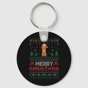 Vizsla Dog Lovers Santa Hat Christmas Tree Lights Keychain