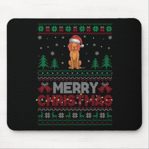 Vizsla Dog Lovers Santa Hat Christmas Tree Lights Mouse Pad