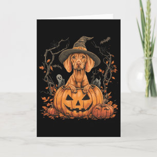 Vizsla Dog Pumpkin Halloween Thanksgiving Card