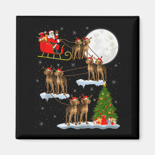 Vizsla Dog Santa Sleigh Flying Funny Magical Chris Magnet