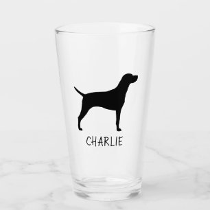 Vizsla Dog Silhouette Personalized Glass