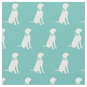 Vizsla Dog Silhouette Pet Teal Fabric