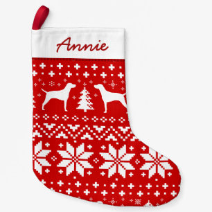 Vizsla Dog Silhouettes Christmas Sweater Pattern Small Christmas Stocking