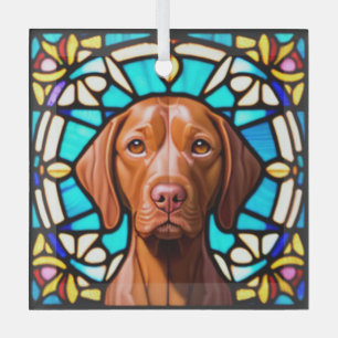 Vizsla Dog "Stained Glass"  Glass Ornament