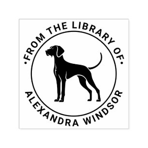 Vizsla Dog Standing Silh Library Book Name Self-inking Stamp