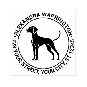 Vizsla Dog Standing Silh Name Return Address Self-inking Stamp