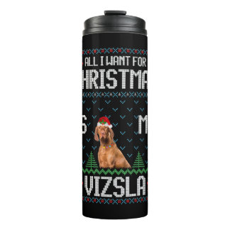 Vizsla Dog Ugly Christmas Sweater Thermal Tumbler